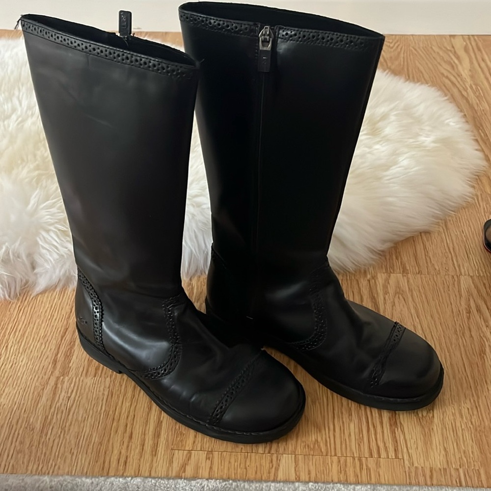 UGG Black Leather Boots, Girls Size 3